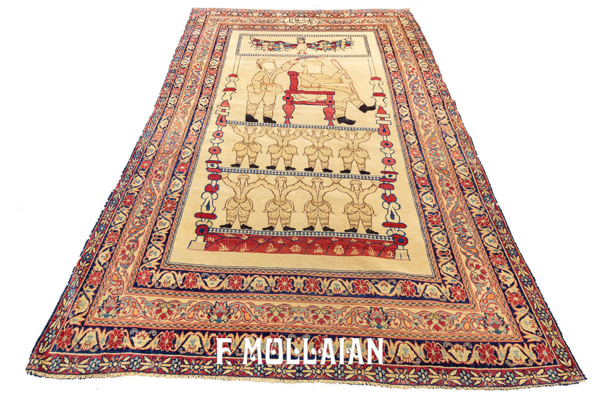 Kerman Ravar Pictorial Antique Rug n°:474313